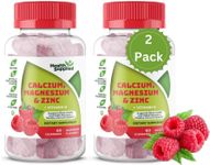 Calcium Magnesium & Zinc + Vitamin D Gummies | Bone Health Immune Health Energy and Muscle Function | Daily Dietary Vitamin Supplement | for Adults, Teens | Fruity Raspberry Flavor