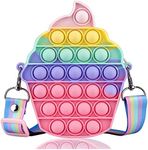 7iper Pop Bag Pop Purse,Pop Shoulder Bag Fidget Toys for Kids Crossbody Purse Pop Fidget Bag for Girls (Cup Cake)