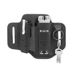 1791 EDC Multitool Sheath, Leather EDC Organizer, Belt Pouch Fits Multitool, Knife, Pen, Keys - Compatible with Heavy Duty Leatherman, Gerber, SOG Multitools - Easy Slide, Black