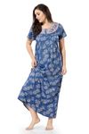 Soulemo Women's Printed Alpine Nighty (S - Bust - 38 - Lapis Blue_70) 1675WS