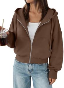 Trendy Queen Zip Up Hoodies For Women Cropped Sweatshirts 2026 Fall Outfits
