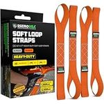 Rhino USA Soft Loop Motorcycle Tie-Down Straps (4PK) - 10,427lb Max Break Strength 1.7" x 17" Heavy-Duty Tie Downs for use w/Ratchet Strap Orange 4-Pack