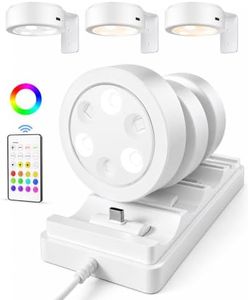 EZVALO Picture Lights for Wall with Charging Station, Rechargeable Battery Magnetic Poster Lights with 2 Color Temps & 12 RGB, Remote Dimmable Timer, Wall Decor Light for Art Display (6 Pack)