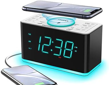 Radio Despertador con Carga inalámbrica, repetición, Bluetooth, Doble Alarma, atenuador de Pantalla LED, luz Nocturna iTOMA CKS207