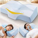 Memory Foam Neck Support Pillow for Neck Shoulder Pain Sleeping: Orthopedic Cervical Pillow-Ergonomic Side Sleeper pillow-Contour Bed Bolster pillows with Washable Cover for Side Back Stomach Sleepers