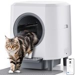 Automatic Cat Litter Tray Self-Cleaning Litter Box Ellenpent, Odor Control, 90L Large Capacity with APP Control and 10 Safety Sensor, for Multiple Cats, with 3 Rolls Cat Waste Bags (Solid white)