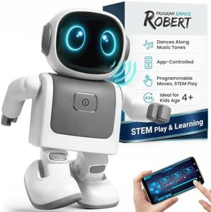 SmartyBot Smart Robot Toy for Kids - Interactive Remote Control Robot with App, Programmable Moves, 7 Customizable LED Eye Colors, Reacts to Music, STEM Learning Toy for Boys & Girls Ages 4 5 6 7 8 9