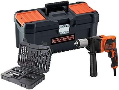 BLACK+DECKER BEH850KA32-QS Perceuse à percussion filaire - 850W - 54 400 cps/min - 32 accessoires - Guide de profondeur - Poignée latérale - Livrée en boite à outils