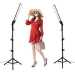 Heorryn Photography Studio LED Lighting Kit Bi-Colour with 192PCS LED 3200-5500K Dimmable Video Light and 2M Adjustable Light Stand Tripod for YouTube Video Filming Portraits(2 Pack)