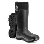 TerraTrax Men's Winter Rubber Boots & Heavy Duty Work Boot, Waterproof Insulated Muck Rain Boots for Snow, Farm, Hunting & Ice Fishing (Sub-Zero Cold Rated),Black 11