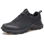 HUMTTO Men's All-Terrain Waterproof Hiking Shoes Lightweight Breathable Trekking Trails Shoes Non-Slip Outdoor Shoes Black 43 EU, Black, 9.5 UK