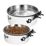 2 Pack Hanging Dog Crate Water Bowl No Spill, Kennel Water Bowl for Dog Crate Cage Accessories, Mountable Stainless Steel Dog Food Water Dispenser Dish Coop Cup for Medium Large Dogs Pet