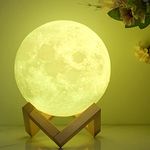 FULLOSUN Moon Lamp, 3D Printed Night Light ┃Remote & Tap & Touch Control with 16 RGB Colors, 4 Changing Mode, Dim Function, Timer ┃ Lunar Lamp Decor Gifts for Lover Men Women Child (White, 5.9)