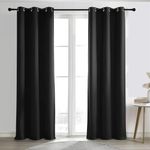 PANOVOUS Blackout Curtains for Bedroom - Noise Reducing Thermal Insulated Room Darkening Grommet Curtains for Living/Office Window 84 inch long Curtain Panel (ONE Panel, 42 x 84 Inch BLACK