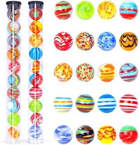 FUTUREPLUSX 20PCS Handmade Glass Marbles, Colorful Round Marbles 16mm/0.6inch Unique Marlbes for Kids Marble Game Decoration Gift