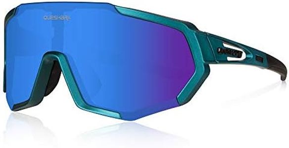 Queshark Cycling Glasses Sports Sunglasses for Men Women with 1 Polarized 2 HD Lens For MTB Running Driving Fishing Baseball