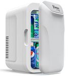 NXONE White Mini Fridge,8 Can/6 Liter Small Refrigerator,110VAC/ 12V DC Portable Thermoelectric Cooler and Warmer Freezer Skincare Desk Little Tiny fridge for Cosmetics,Foods, Bedroom,Dorm,Office,Car