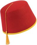 Red Fez Felt Hat Red/Gold