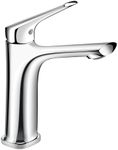 ECHVELCI Single Lever Basin Sink Tap Hot and Cold Water Countertop Basin Mixer Chrome-Plated Brass Basin Faucet for Washroom with 60CM Flexible G1/2 Inch Hoses UK Standard (Chrome)