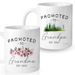 Vivulla68 Promoted To Grandparents Grandma And Grandpa 2024 Mugs, Pregnancy Announcement For Grandparents Mug Set, Grandma And Grandpa Announcement Gifts, Grandparents Baby Announcement Christmas Gift