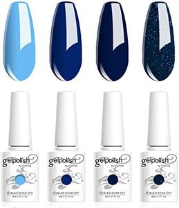 Vishine 4Pcs Blue Collection Gel Nail Polish Kit, Aquarius Holy Water Collection Gel Polish, Fashionable Baby Blue Navy Blue Shimmer Glitter Colors Gel Nail Art for Girls Women C018