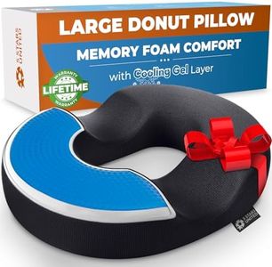 5 STARS UNITED Donut Pillow Hemorrhoid Tailbone Seat Cushion – Gel Memory Foam - Large Black Lifting Cushion Pain Relief for Coccyx, Prostate, Sciatica, Pelvic Floor, Pressure Sores, Pregnancy