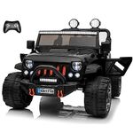 VOLTZ TOYS 2 Seater Ride On Car, 12V Electric Car for Kids, Electrical Jeep with 2 Seats, Full LED Lights, Parental Remote Control, MP3 Player (Black)