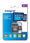 Integral 32 GB microSDHC Class 10 Memory Card for Smartphones and Tablets, Up to 90 MB/s, U1 Rating