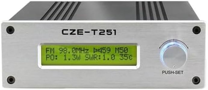 YOVDA 25W FM Transmitter, CZE-T251 Stereo Broadcast Radio Adjustable 0-25W Professional FM Stereo Broadcast Transmitter, Power Adapter+25W FM Transmitter