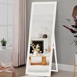 kaevion Rectangle White Cheval Full Length Mirror 5Feet Long Size with 5MM Glass Mirror| Floor Standing Full Size Mirror| Full-Length Mirror with Stand for Living Room,BadRoom, Dressing Room- White