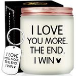 Volufia I Love You More The End I Win Gifts - Valentines Day Gifts for Girlfriend, Boyfriend - Wedding Engagement Anniversary Christmas Gifts for Wife Husband - Lavender Candle