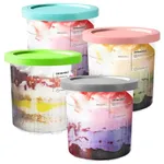 BYKITCHEN Ice Cream Tubs for Ninja CREAMi Deluxe NC501UK, Creami Tubs, Ice Cream Containers with Lids, 4 Pack, Dessert Pint Tubs, Creami Accessories Compatible with Ninja Ice Cream Maker NC501UK