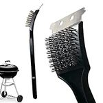 BBQ Grill Cleaning Brush with Metal Wire Bristles and Stainless Steel Scraper - The Ultimate Accessory for Gas, Charcoal, Weber, Oven and Smoker Grills