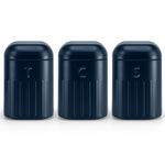 EHC Set of 3 Airtight Tea, Coffee & Sugar Food Storage Canisters Jars Set,Containers, Navy Blue