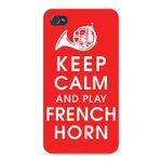 Apple Iphone Custom Case 4 4s White Plastic Snap on - Keep Calm and Play French Horn Musical Instrument