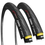 Fincci Pair 700x23c Tires Road Bike 23-622 Foldable Bike Tire 60TPI with 1mm Antipuncture Protection for Cycling Racing Touring - Pack of 2 Bicycle Tires 700 x 23c
