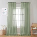 OVZME Living Room Sheer Curtains 120" Length 2 Panels Set for French Door, Gorgeous Window Decoration for Wedding & Party & Backdrop & Canopy, Sage Green, Each 42Wx120L, 1 Pair