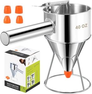 Babcarriery Pancake Batter Dispenser 40 OZ - Funnel Cake Dispenser With Stand, Stainless Steel, Leak-Proof Nozzle & Squeeze Handle, Precise Control, for Pancakes, Waffles, Cupcakes & Baked Goods