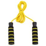 AMIFIT Plastic Handle Skipping-Rope Jump Skipping Rope for Men Women Weight Loss Kids Girls Children Adult - Best in Fitness Sports Exercise Workout (Yellow-Black)