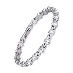 JEROOT Women’s Magnetic Bracelet, White Crystals Bracelet Womens Reiki Stone Adjustable Length with Sizing Tool Silver Stainless Steel Bracelet(3500 Gauss)