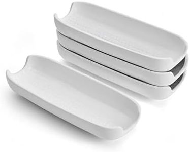 Pfaltzgraff Callie White Corn Dishes Set of 4, Stoneware Corn on the Cob Holders, 8.25 Inches Long, Dishwasher and Microwave Safe, Charming White Dinnerware for Family Meals