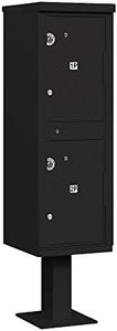 Salsbury Industries 3302BLK-U Outdoor Parcel Locker with Pedestal, 2 Compartments, USPS Access, Black