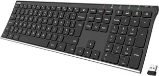 Arteck 2.4G Wireless Keyboard Stainless Steel Ultra Slim Full Size Keyboard with Numeric Keypad for Computer/Desktop/PC/Laptop/Surface/Smart TV and Windows 10/8/ 7 Built in Rechargeable Battery