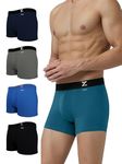 XYXX Men Cotton Modal Trunk, Regular Fit, Solid, Pack of 5, XYTRNK5PCKN583L, Ash Grey+Midnight Blue+Green Emerald+Horizon Blue+Black Knight, L