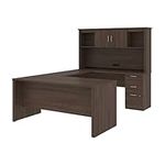 Bestar Logan U or L-Shaped Executive Office Desk with Pedestal and Hutch in Antigua, 66W