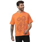 Free Authority Dragon Ball Z Printed Loose Fit Orange Cotton Men T-Shirt