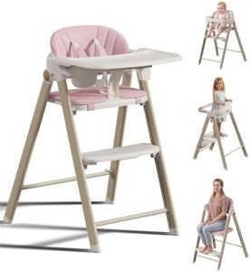 Folding Baby High Chair & Toddler Standing Tower for Girls 6 Months+, Pink