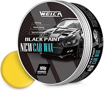 WEICA Car Wax Black Solid for Black Cars, Carnauba Car Wax Kit Cleaner, Car Waxing Scratch Resistance Auto Ceramics Coating 180g with Free Waxing Sponge and Towel-Black