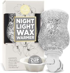 Belle Aroma Bijou® Bulb-Free Plug-in Wax Warmer Night Light – Electric Wax Melter with Mosaic LED Glow, Heating Plate, No Bulbs to Replace, No-Mess Wax Cup, Silver