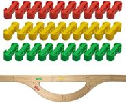 Wooden Train Track Accessories, 30 Pcs Colorful Dog Bone Track Connectors, Compatible with All Wooden Train Track, Christmas Birthday Gift for Boys Girls, Track Toys Expansion Pack for Kids Ages 3+